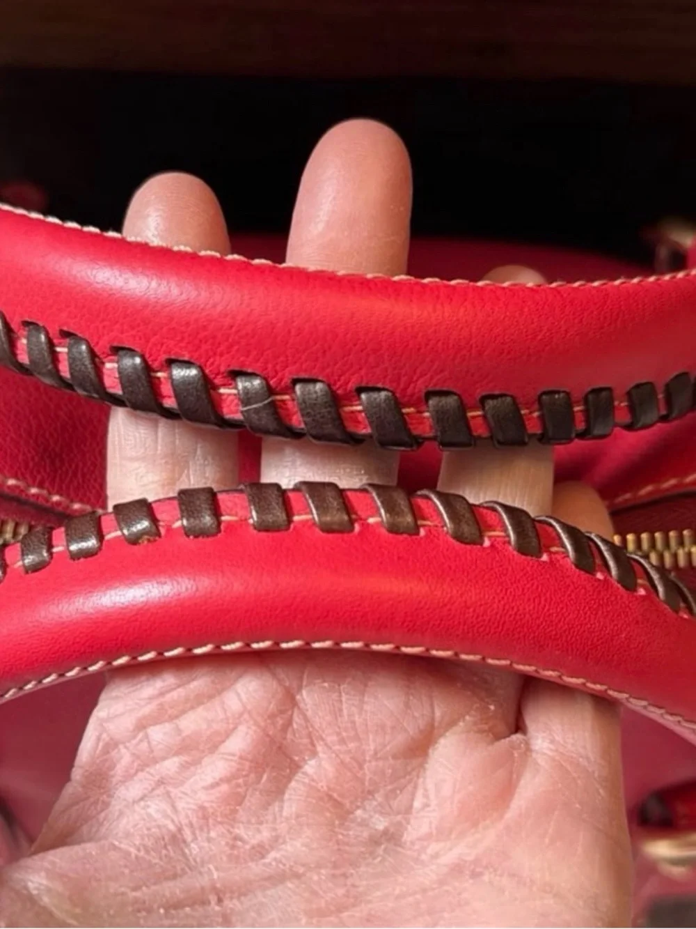 Dooney & Bourke small satchel with strap in Strawberry - Picture 8 of 12